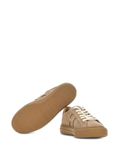 Hogan Low-top Suede Sneakers With Tonal Lateral Detail In Brown