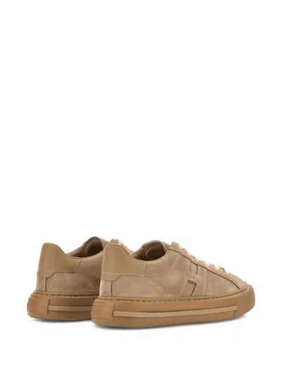 Hogan Low-top Suede Sneakers With Tonal Lateral Detail In Brown