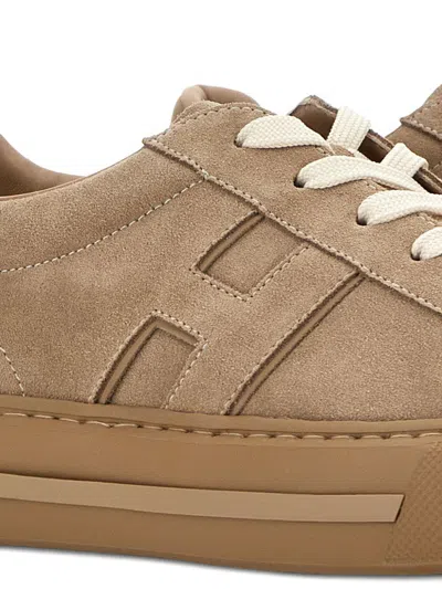 Hogan Low-top Suede Sneakers With Tonal Lateral Detail In Brown