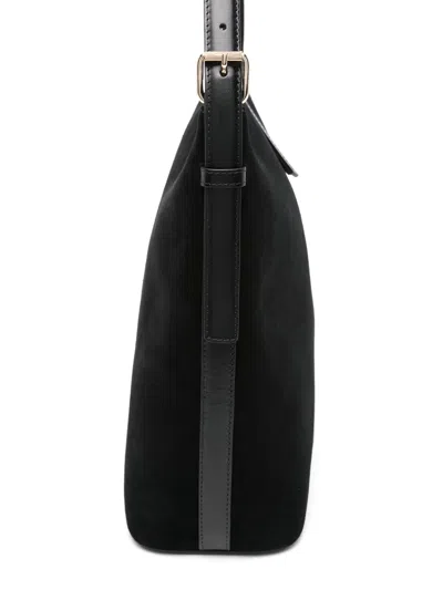 A.p.c. Rectangular Suede Shoulder Bag Strap In Black
