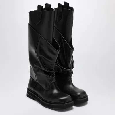Attico Robin Passeggiata Combat Boots In Calf Leather In Black