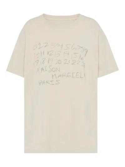 Maison Margiela Number Print Graphic Relaxed Fit T Shirt In Neutral