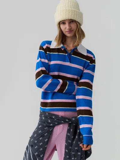 Guest In Residence Cropped Stripe Rugby Sweater In Blue
