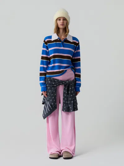 Guest In Residence Cropped Stripe Rugby Sweater In Blue