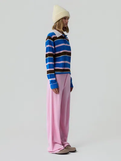 Guest In Residence Cropped Stripe Rugby Sweater In Blue