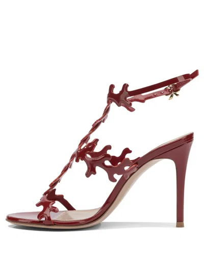 Gianvito Rossi Red Cut-out Ankle-strap Heels In Multi