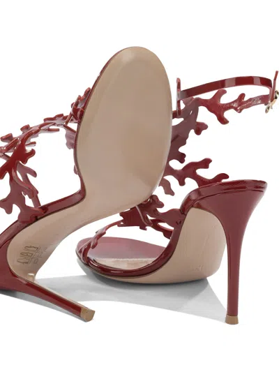 Gianvito Rossi Red Cut-out Ankle-strap Heels In Multi