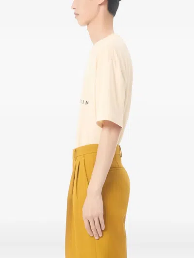 Valentino Men Beige Round Neck Logo T-shirt In Neutral