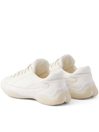 Prada Leather Sneakers Crafted Geometric Stitching