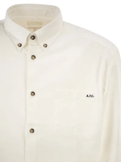 A.p.c. Classic Button-down Shirt With Subtle Logo Detail In Multi