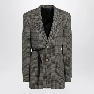 Balenciaga Tailored Wrap Jacket With Checkered Design For Women In Green