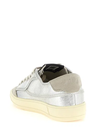 Autry Windscape Low Silver Canvas Suede Cow Leather Rubber Sneakers In Gray