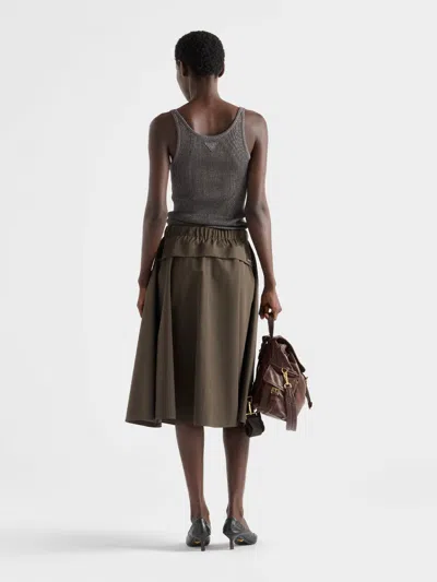 Prada Technical Fabric Circle Skirt In Brown