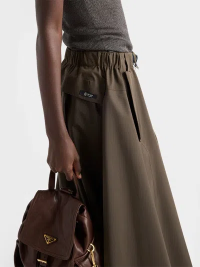 Prada Technical Fabric Circle Skirt In Brown