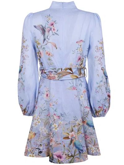 Zimmermann Rebellion Multicolor Midi Dress With Bow Detail On The Front And All-over Floral Print In Linen Woma