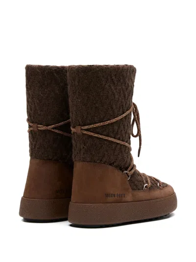 Moon Boot Knit Mini Boots With Non-slip Sole For Women In Brown