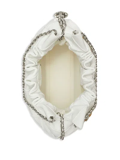 Tory Burch Mini Fleming Soft Distressed Drawstring Bag In White