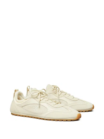Tory Burch Cream Calf Leather Bos Taurus Low Top Sneakers In Neutral