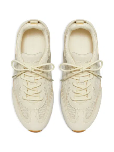 Tory Burch Cream Calf Leather Bos Taurus Low Top Sneakers In Neutral