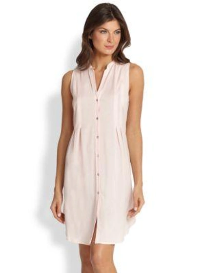 Shop Hanro Button-front Tank Gown In Tender-rose