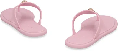 Versace Gianni Ribbon Pink Sandals With Metallic Medusa Head On The Front In Rubber Woman