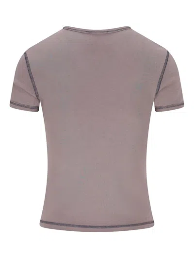 Diesel Slim T-shirt With Heart Print And Studs In Gray