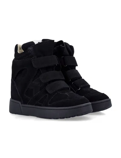 Isabel Marant Women Black Wedge With Insert Design And High Heel Sneaker In Leather Woman