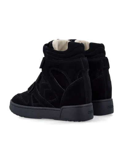 Isabel Marant Women Black Wedge With Insert Design And High Heel Sneaker In Leather Woman