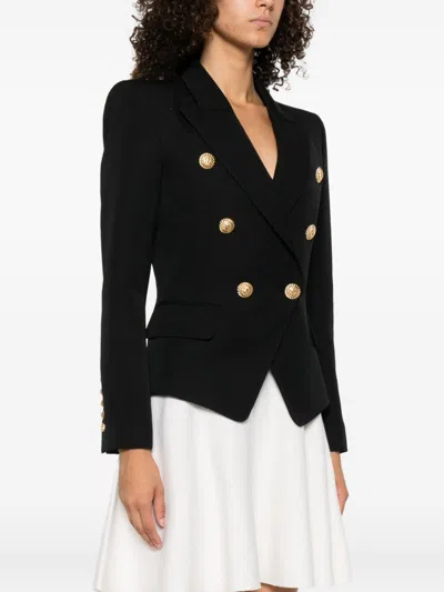 Balmain Double-breasted Wool Fitted Jacket In Brown