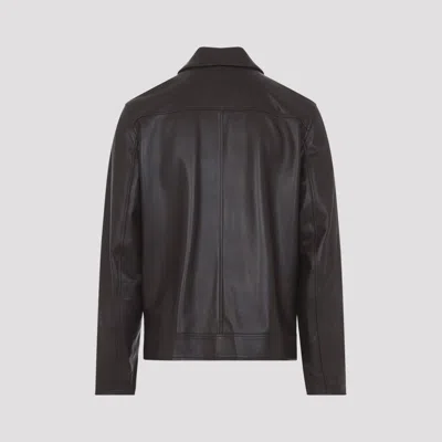 Paul Smith Regular Fit Leather Jacket Collared Design In Brown
