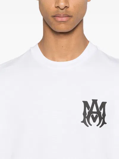 Amiri White Crewneck T-shirt With Logo Print On The Front And Logo Lettering On The Rear In Cotton M In White