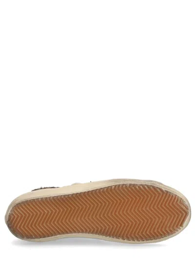 Golden Goose Super-star Sneakers In Suede With Worn Effect And Leopard Print Hairy Cow In White