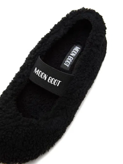Moon Boot Mb Shearling Ballet Flats In Black Shearling