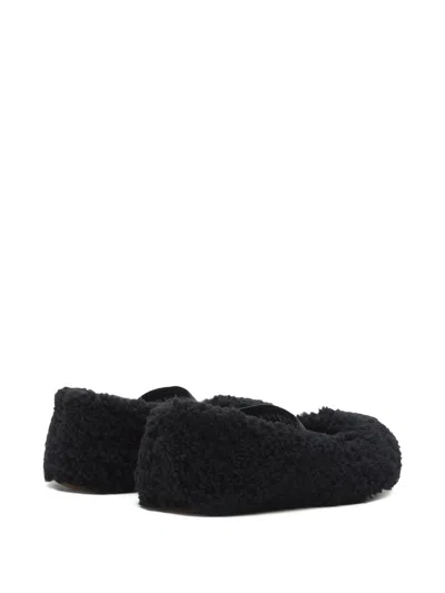 Moon Boot Mb Shearling Ballet Flats In Black Shearling