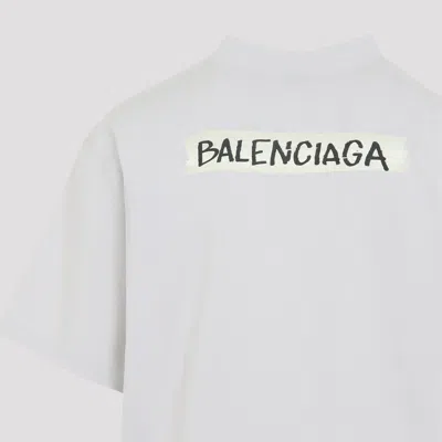 Balenciaga White Masking Tape Tshirt With Medium Fit In Gray