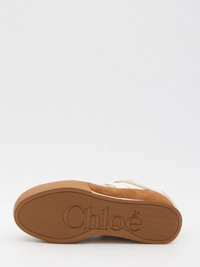 Chloé Kick Brown Sneaker With Logo Patch On The Tongue And Logo Lettering On The Back In Fabric And Suede  In Multi