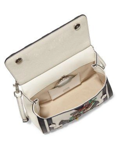 Shop Dolce & Gabbana Sicily Anchor Leather Top Handle Satchel In White-multi