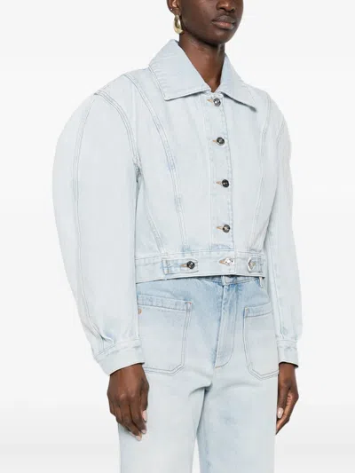 Givenchy Cropped Cocoon Jacket Front Back Yoke Pockets In Blue