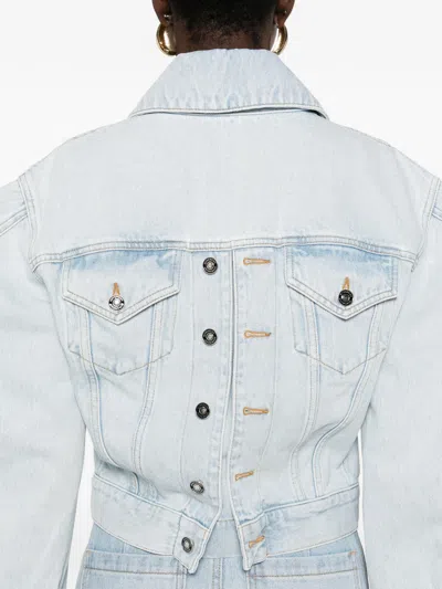 Givenchy Cropped Cocoon Jacket Front Back Yoke Pockets In Blue