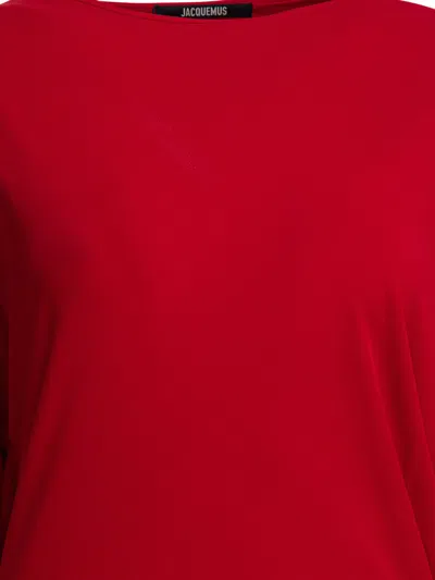 Jacquemus La Mistral Open-back Draped Dress In Red