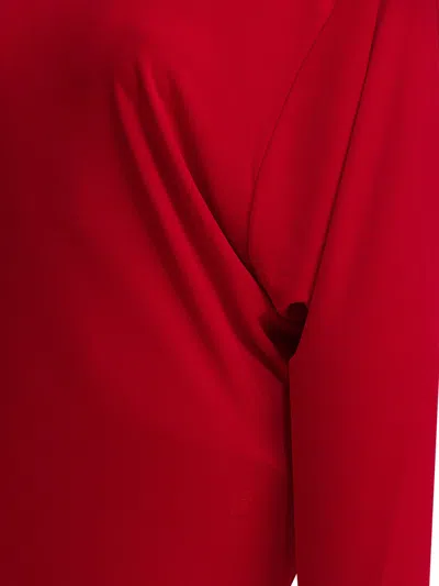 Jacquemus La Mistral Open-back Draped Dress In Red