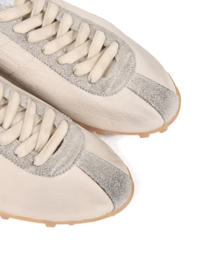 Maison Margiela Sprinters Beige Sneaker With Insert Design And Serrated Sole In Leather Women In Pink