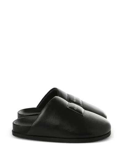Givenchy Label Flat Mules In Black Nappa Leather Women In Multi