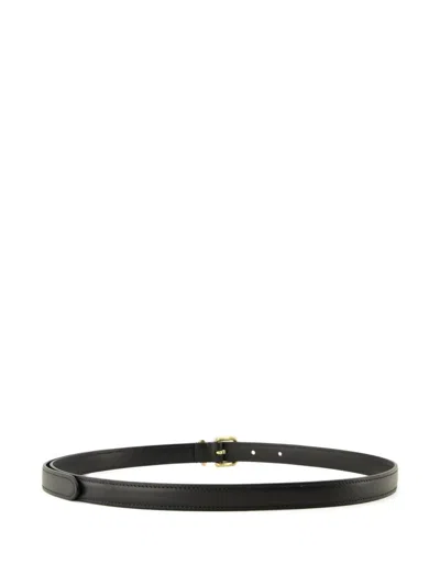 Miu Miu Thin Leather Belt In Black