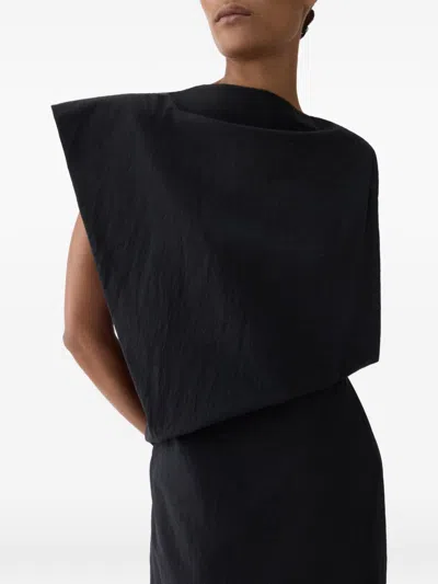 Jacquemus Drap Cotton-blend Poplin Midi Dress In Black