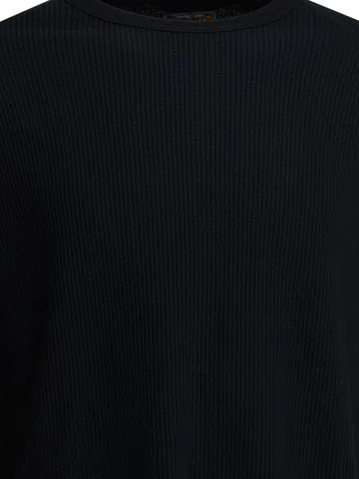 Beams Waffle-texture Long-sleeve T-shirt In Black