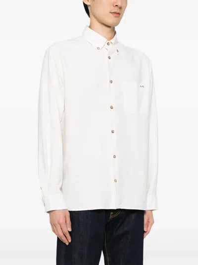 A.p.c. Classic Button-down Shirt With Subtle Logo Detail In Multi