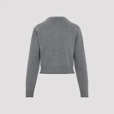 Chloé Fitted Cardigan With Logo In Wool And Cashmere Knit In Gray