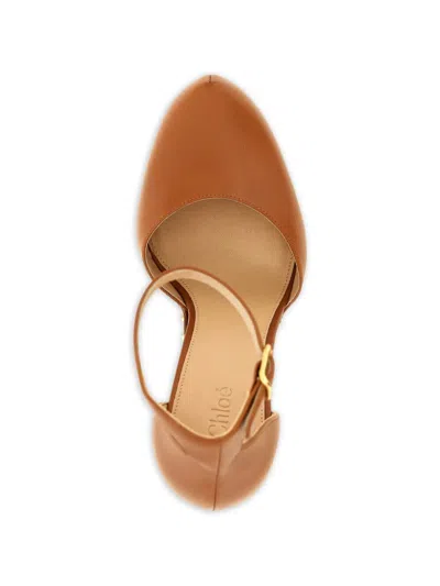 Chloé Lola 130 Studded Leather Platform Pumps In Brown