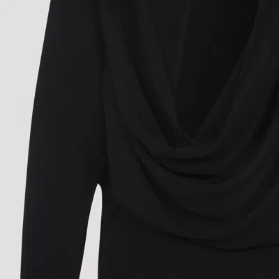 Jacquemus Black La Robe Mistral Crew Neck Dress With Long Sleeves And Open Back In Viscose Blend Women